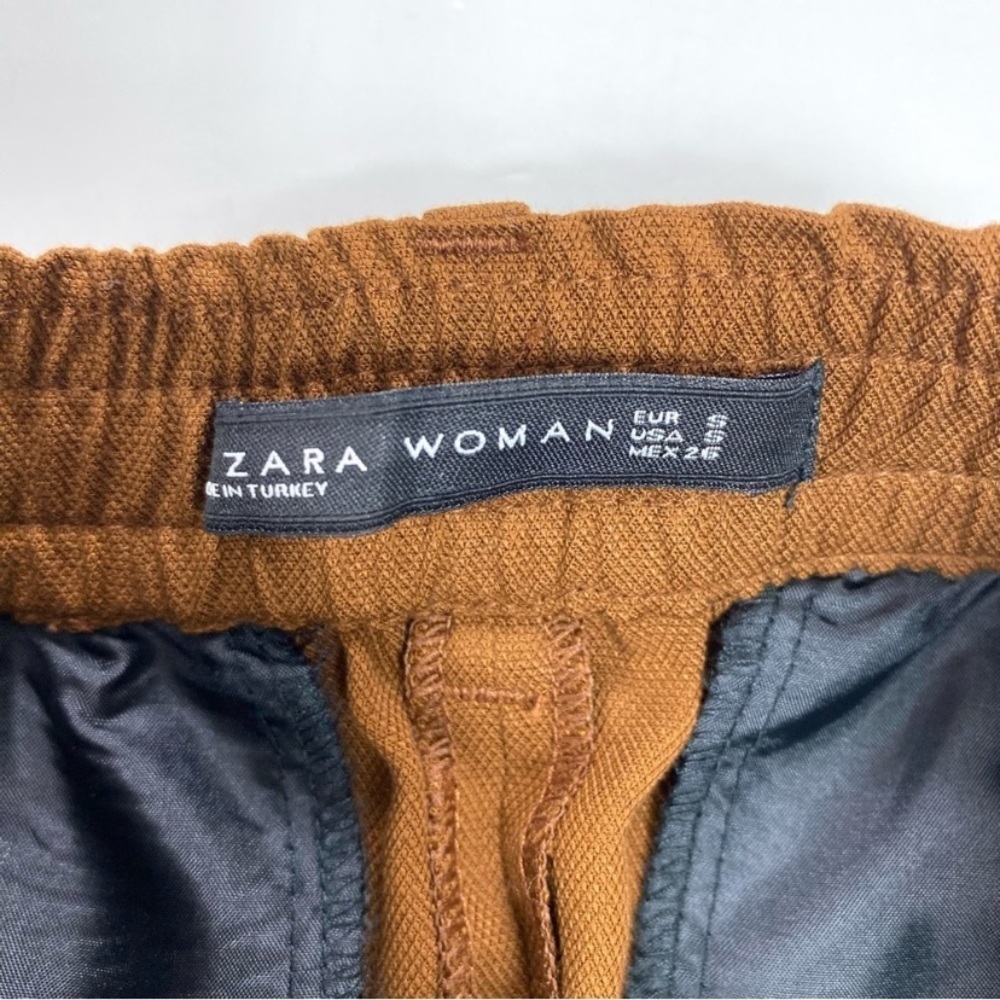 ZARA Classic Slim Fit Ankle Trouser Pants in Russet Brown Size S - Picture 6 of 9